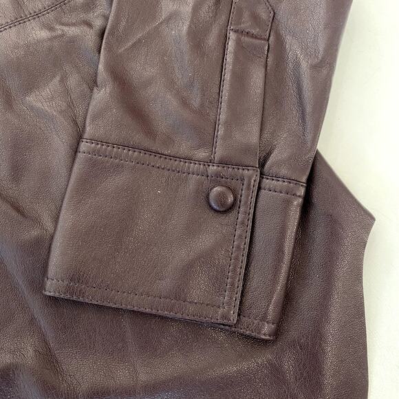 NEW Nanushka Naum Alt Faux Vegan Leather Button Down Collared Top Large - Picture 6 of 9